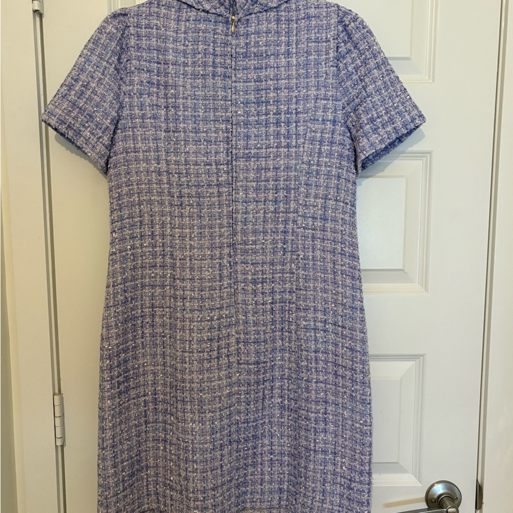 Lilly Pulitzer— TIESSA SHORT SLEEVE BOUCLE TWEED SHIFT, LARK LILAC SWIRL BOUCLE - Picture 5 of 6